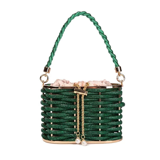 Handbag Shoulder Glitter Pearl Wedding Party Clutch Purse Diamonds Shiny Beading Evening Bag Crossbody Rhinestone Luxury Woman