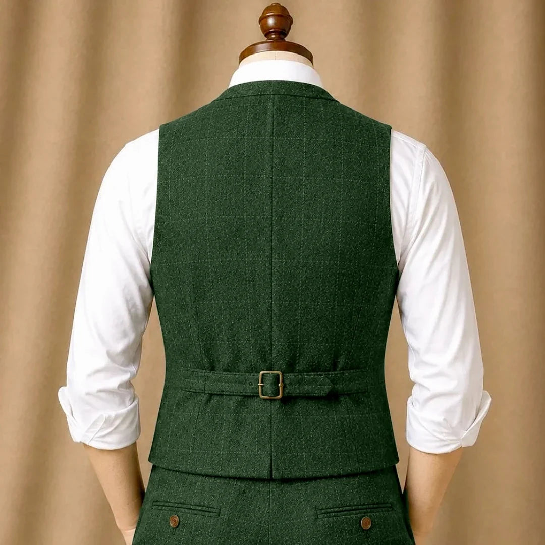 Men Vest Dark Blue Herringbone Checkered Single Button Waistcoat For Wedding Banquet Business Work Daily Casual Men Suit Vest