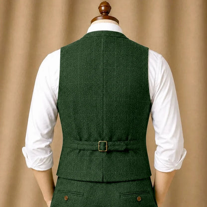 Men Vest Dark Blue Herringbone Checkered Single Button Waistcoat For Wedding Banquet Business Work Daily Casual Men Suit Vest