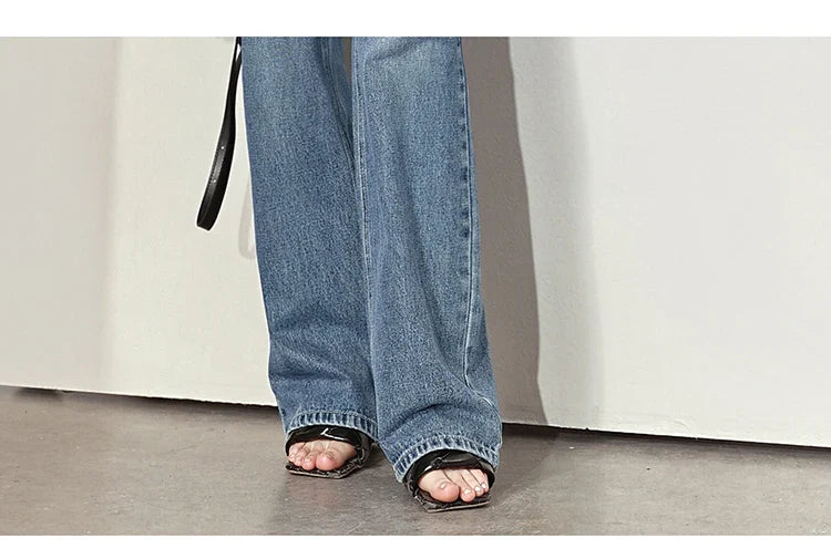 Minimalism Women Jeans 2025 Autumn Vintage Denim Pants Loose Wide Leg Pants Woman Casual Pants Female Trousers 12551002