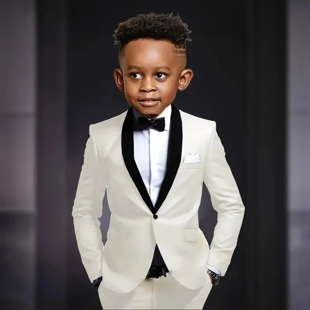New Kids Suit Set 2 Pieces Jacket Pants Wedding Ring Bearer Outfit,Elegant Shawl Lapel Boys Suits Piano Performance Wear