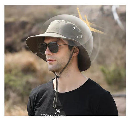 Waterproof Fisherman Hat Outdoor Summer Sun Anti UV Protection Breathable Mesh Camping Hiking Mountaineering Caps Mens Women