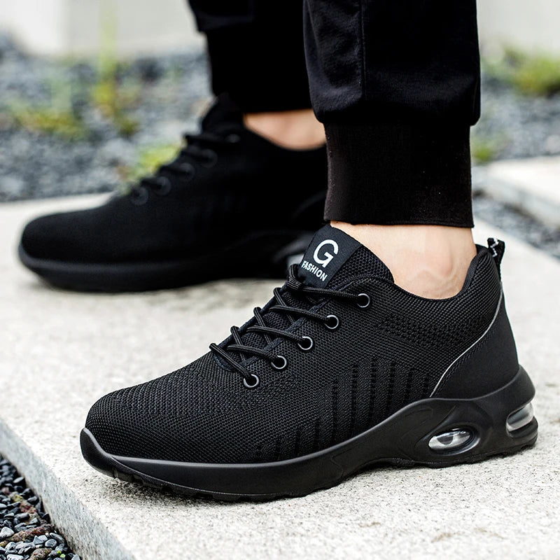 Safety Shoes for Men and Women, Breathable Work Sports Shoes, Steel Toe Shoes, Puncture Resistant Safety Protection Shoes