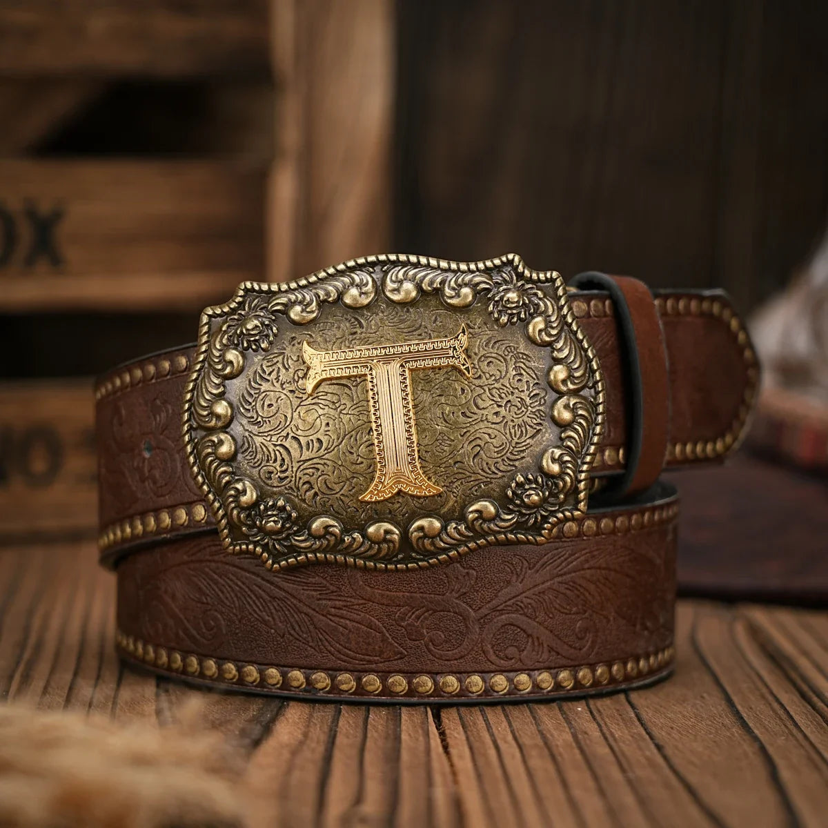 Vintage style PU Leather Western Denim Belt Classic Letter buckle - 3.8 cm wide, durable and stylish for men and women - perfect