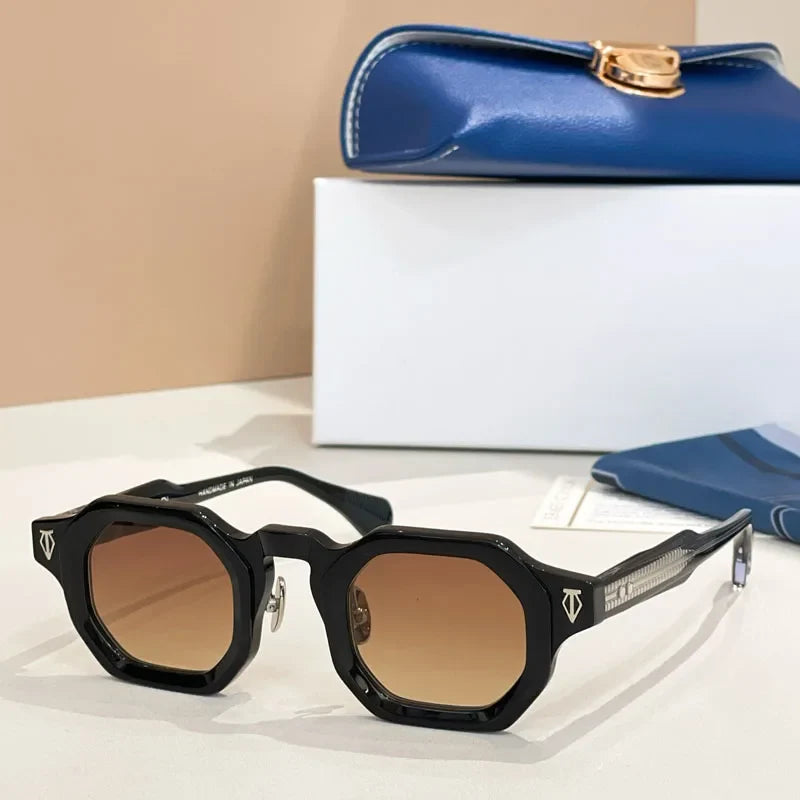 Irregulare Square Sunglasses Thick Acetate Polygon High Quality Handmade Vintage Fashion Brand Design UV400 with Case