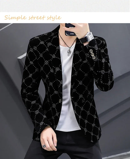 Blazer New Men's Fashion Business Corduroy Gentleman Fit Shopping Outdoor Performance Wedding Banquet Casual Blazer