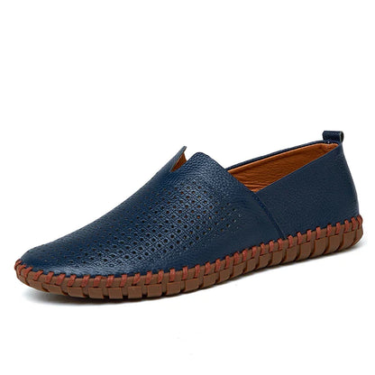 New Summer Breathable Men Loafers Handmade Leather Men's Driving Shoes Luxury Brand Flat Casual Shoes Soft Breathable Men Shoes