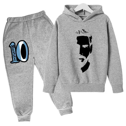 Spring Autumn Children's Hoodie Set Messi Avatar Printed Sportswear Hoodie Pants Suit 2-piece Set Boy Girl Kid Clothes Tracksuit
