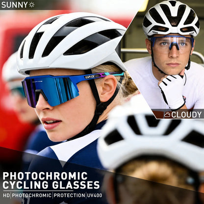 Red Photochromic Cycling Sunglasses for Men Blue Photochromic Cycling Glasses Mountain New Bicycle Goggles Eyewear Sports