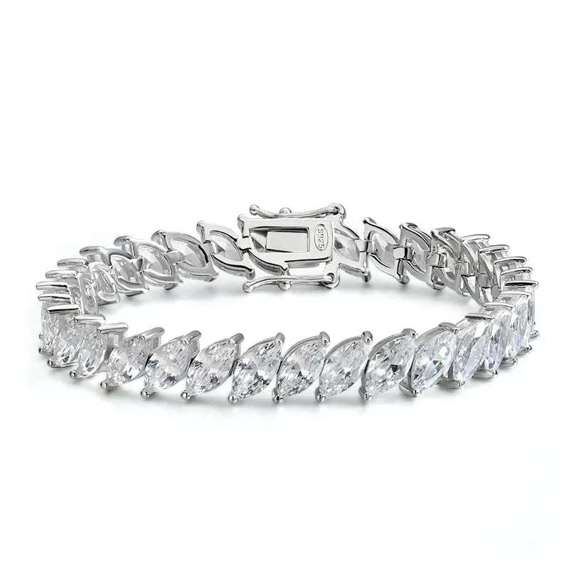 0.5CT Marquise Cut Certified Moissanite Tennis Bracelets for Women Sterling Silver S925 Plated 18k Gold Wholesale Jewelry