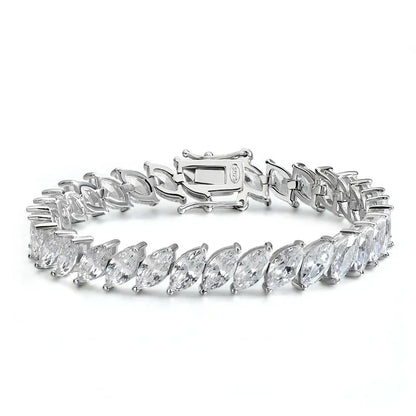 0.5CT Marquise Cut Certified Moissanite Tennis Bracelets for Women Sterling Silver S925 Plated 18k Gold Wholesale Jewelry