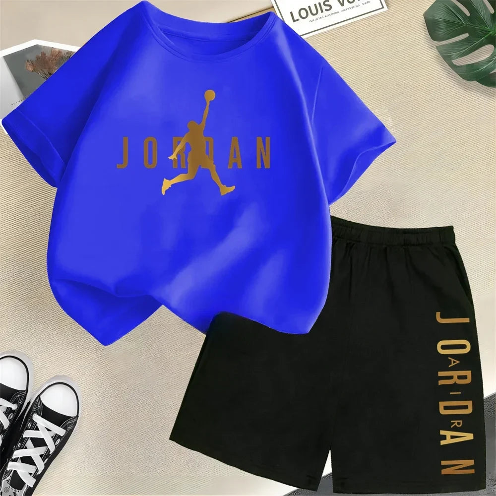 Summer Brand Sport Printed Children's Set Short Sleeve T-shirt Set Shorts 2pcs Set Kids Boy Girl Fashion Clothing Outfits