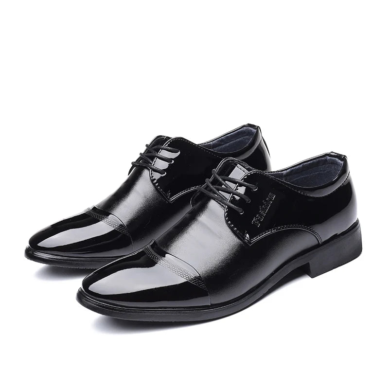 Men Dress Shoes Patent Leather Oxford Shoes Male Formal Big Size 38-48 Handsome Men Pointed Toe for Wedding