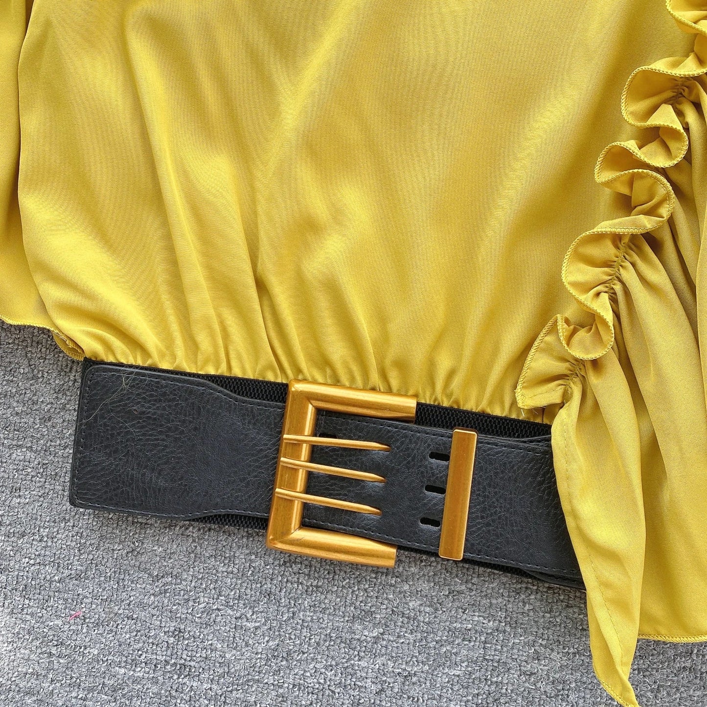 American Chic Blouse for Women Flounced Edge Skew Collar Bare Midriff Belt Skinny Shirts Summer Casual Female Tops Dropshipping