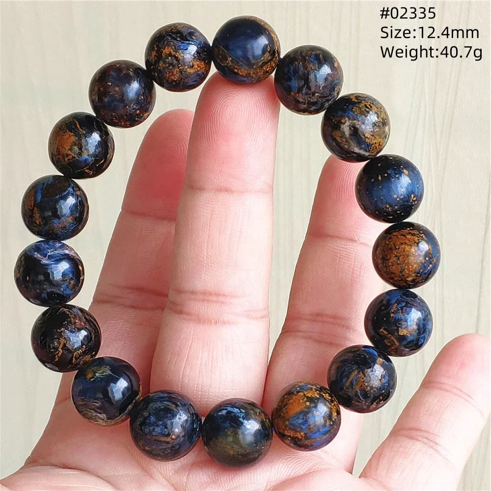 Natural Blue Pietersite Bracelet Women Men Beads Round Beads Chatoyant Cat Eye Fire Pietersite Namibia AAAAAA