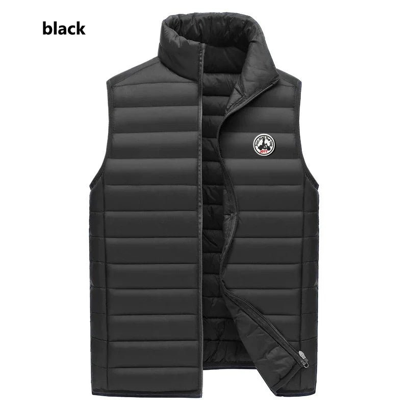 Spring Autumn Men Women With Embroidery Zipper Sleeveless Vest Front Light Thin Hooded Down Long sleeves Jacket Warm Windproof