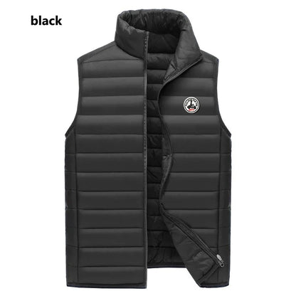 Spring Autumn Men Women With Embroidery Zipper Sleeveless Vest Front Light Thin Hooded Down Long sleeves Jacket Warm Windproof