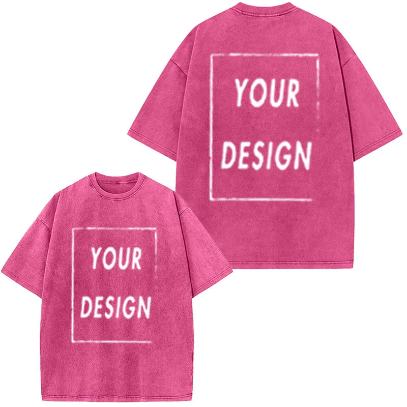 Men's and Women's Cotton Washed T-Shirt Custom Printed T-Shirt 230G Top DIY Your Favorite Pattern or Logo Fashionable Custom Top