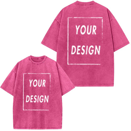 Men's and Women's Cotton Washed T-Shirt Custom Printed T-Shirt 230G Top DIY Your Favorite Pattern or Logo Fashionable Custom Top