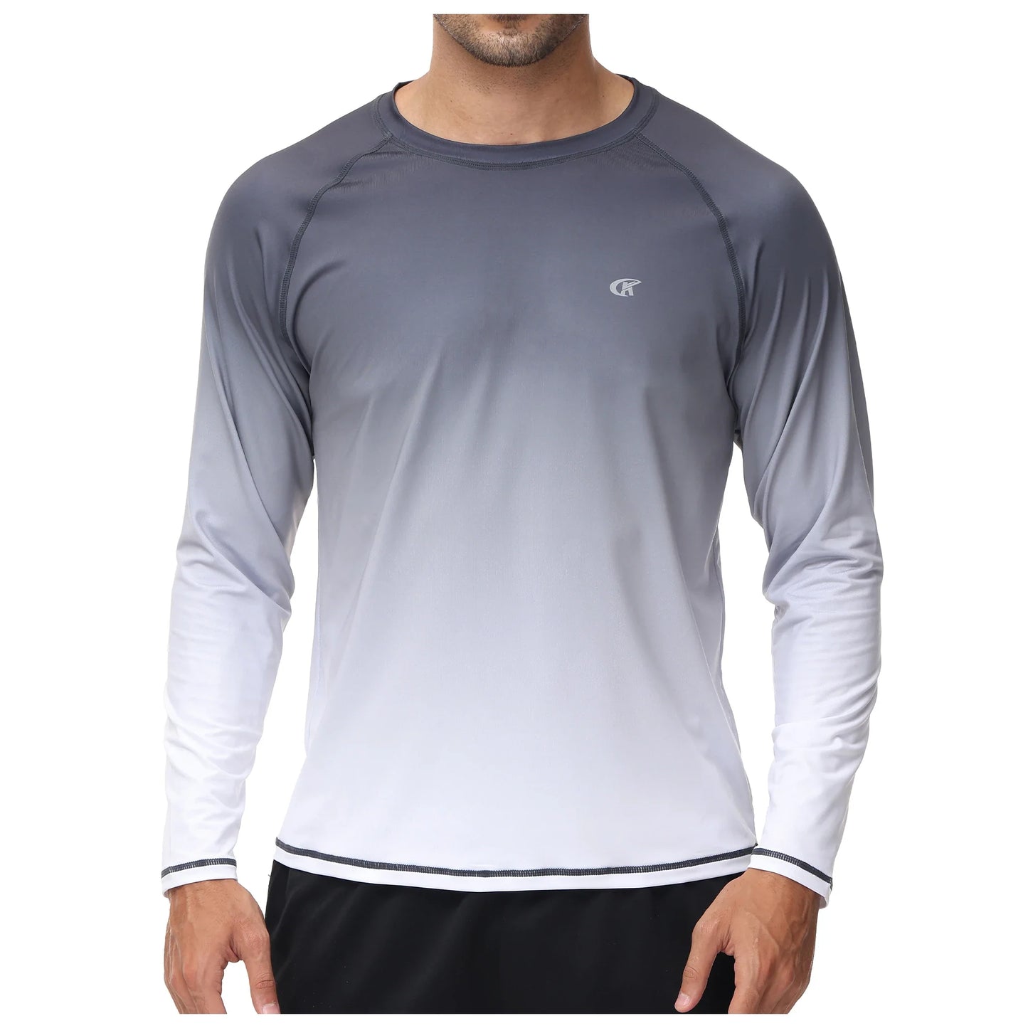 Summer Men's Long Sleeve T-Shirt UPF 50+ Rash Guard Gradient Shirt for Sport Fishing Hiking Workout Outdoor Pullover Shirt