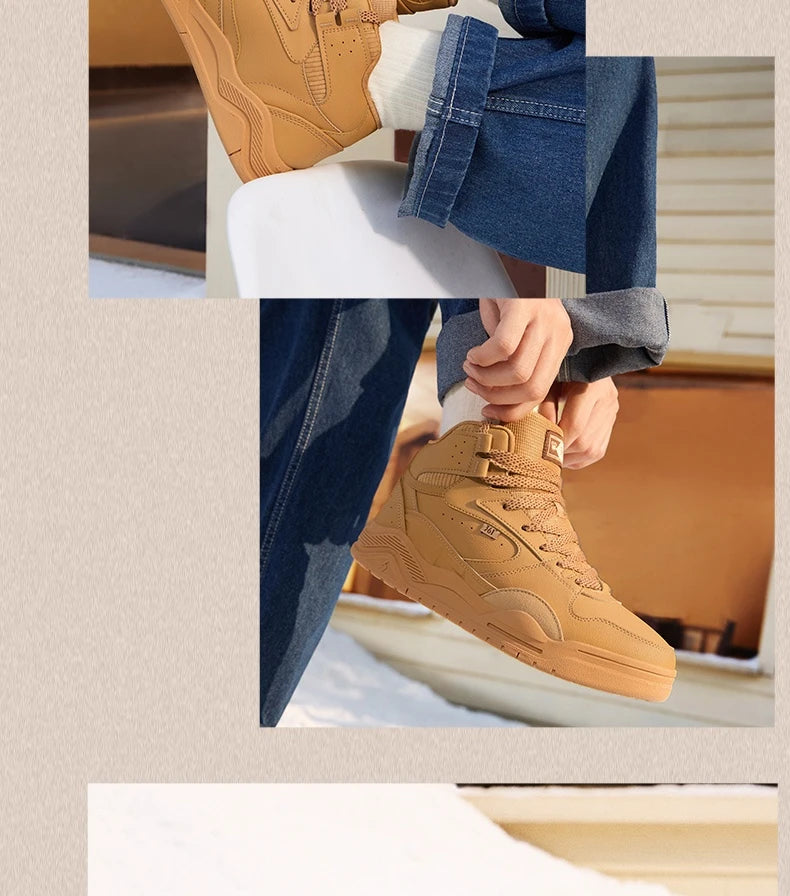 Men's Plus Velvet Skateboard Shoes New Classic Retro High-top Warm Wear-resistant Soft Male Sneakers 672436622A