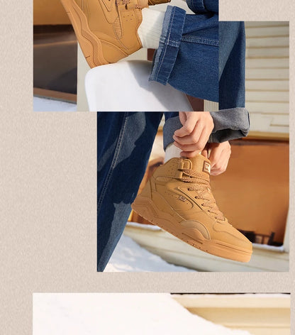 Men's Plus Velvet Skateboard Shoes New Classic Retro High-top Warm Wear-resistant Soft Male Sneakers 672436622A