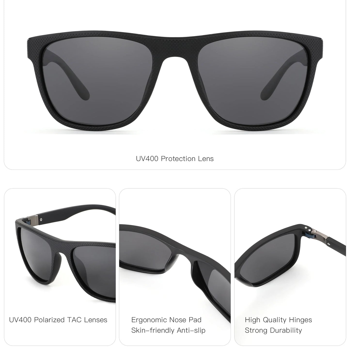 (L Size)Sport Square TR90 Polarized Sunglasses Prescription For Men UV400 Protection Myopia Optical Sun Glasses