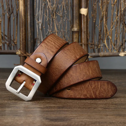 3.8CM Thick Cowhide Genuine Leather Casual Jeans Belt Men High Quality Stainless Steel Buckle Luxury Male Strap Cowboy Cintos