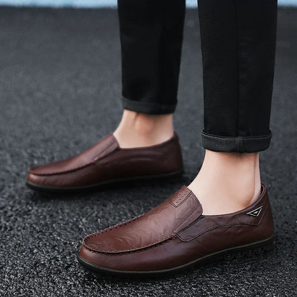 Genuine Leather Men Casual Shoes Luxury Brand Mens Loafers Moccasins Breathable Slip on Black Driving Shoes Plus Size 37-47