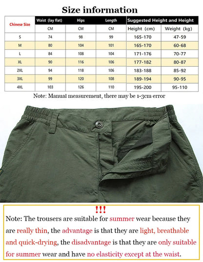 Summer Men's Quick Drying Pants Sports Outdoor Mountaineering Waterproof Large Size Multi Pocket Workwear Trousers