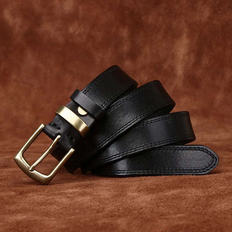 2.8CM Ladies Pure Cowhide High Quality Genuine Leather Belts for Women Needle Buckle Jeans Cowboy Waist Belt Luxury Designer