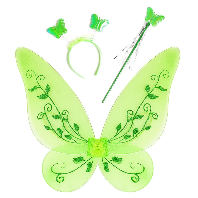 Girls Fairy Dress Up Kids Princess Green Flower Fairy Dress With Wings Princess Costume Party Tinkerbell Tinker Bell Dresses