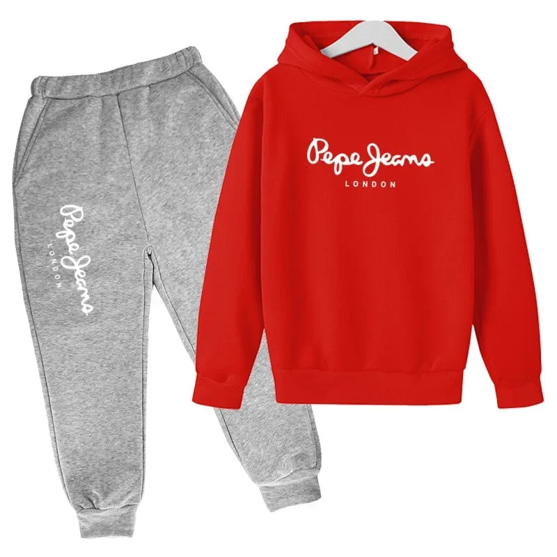 Leisure Letter Print 2pcs Hoodie+Pants Tracksuits 3-13 Years Boys Girls Spring Autumn Outfits Streetwears Children Clothes