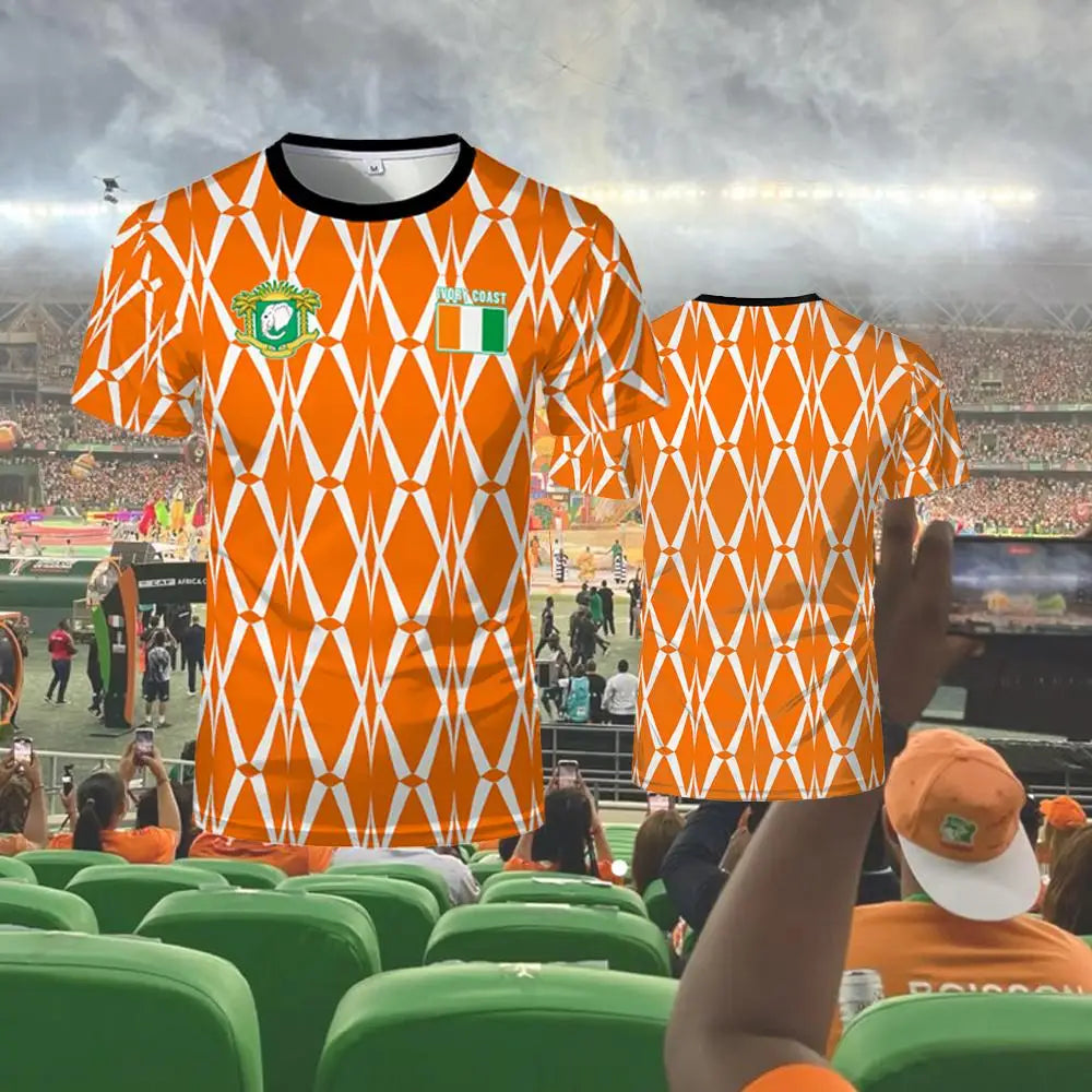2025 New Ivory Coast Themed T-Shirt Outdoor Sports Breathable Quick-Drying Jersey Unisex Africa Cup Of Nations Fan Jersey