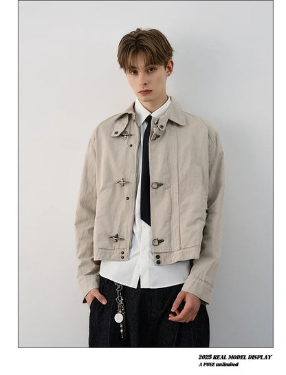 Harajuku Retro Black Gothic High Street Airplane Buckle Jacket for Men and Women Korean Fashion Y2k American Retro Casual Jacket