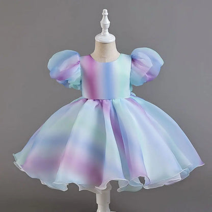 Rainbow Tutu Girls Party Dress Pageant Children Costume Princess Kids Bridesmaid Clothes For Birthday Wedding Gowns Vestidos 1-6