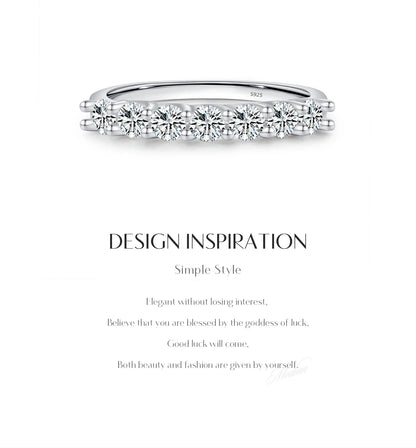 Moissanite Wedding Band 925 Sterling Silver Ring Platinum Plated Lab Diamond Stackable Crown Jewelry For Women Gifts