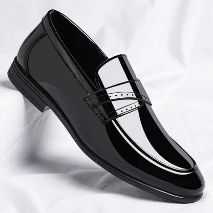 Spring Autumn New Patent Leather Shoes for Men Solid Color Fashion Wedding Shoes Male Low Top Casual Loafers Man