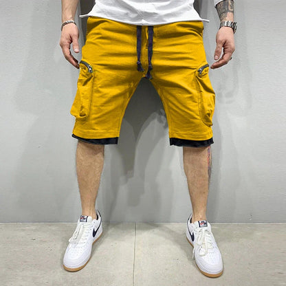 Men‘s Cargo Shorts Cotton Workout Fitness Shorts Breathable Jogger Training Gym Bodybuilding Multi Pocket Thick Shorts