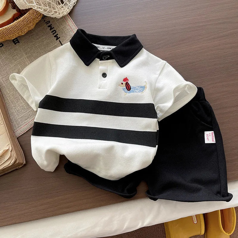 Summer Fashion Baby Boys Clothes Suit Children Cotton Cartoon Dog Polo T-Shirt Shorts 2Pcs/Set Toddler Kids Clothing Tracksuits