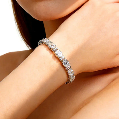 Oval/Round Cut Moissanite Tennis Bracelets with Certificate S925 Silver 1.5CT West East Set Diamond Bracelet Jewelry for Women