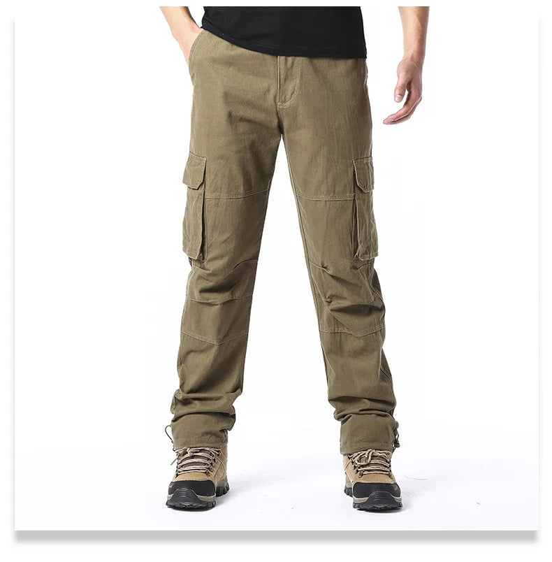 Big Size Men's Casual Sports Pants Stretch Waist Tactical Cargo Pants Man Hiking Pants Joggers Cotton Trousers