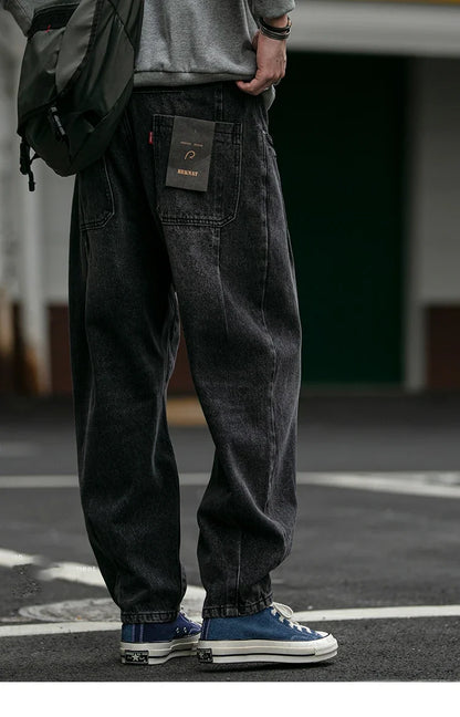 American Vintage High Quality Denim Cargo Pants Men Clothing Streetwear Loose Skate Jeans Harajuku Casual Harem Trousers Male