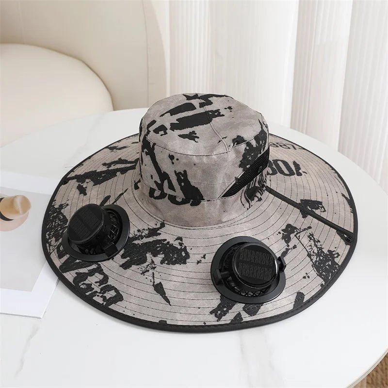 Summer For Outdoor Camping Fishing Hiking Sunscreen Fisherman Hat Solar Fan Cap Portable Solar Charging Cap with Fan Men Women