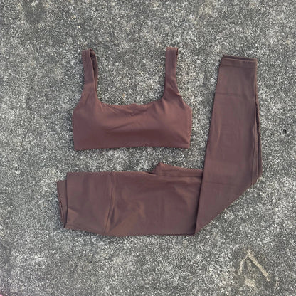 Solid Color Soft Gym Yoga Set Legging Soft Hollow Out Sport Bra Tracksuit Women Gym Suit Comprehensive Training Jogging Athletic