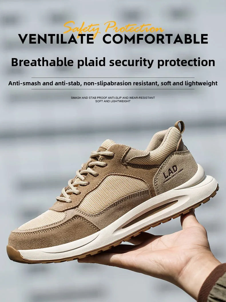 light summer safety shoes for men breathable work shoes odor proof work boots with steel toe cap construction protection shoes