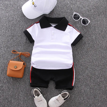 0-5 Year Old Boy's Cotton Fashion Polo Shirt Suit Baby Summer Clothes 2-Piece Set