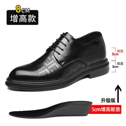 Spring Summer Increase Leather Shoes for Man Lace Designer Business Casual Shoes Male Fashion British Style Dress Shoe Man