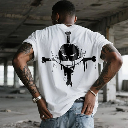 Whitebeard Pirates Logo T-Shirt, One Piece Edward Newgate Anime Casual Streetwear White Tee Men's and Women's Printed T-Shirts