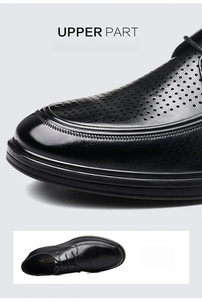 Summer New Hallow Leather Shoes for Men Solid Color Lace Fashion Business Casual Shoe Male Breathable Dress Elegant Shoes Man